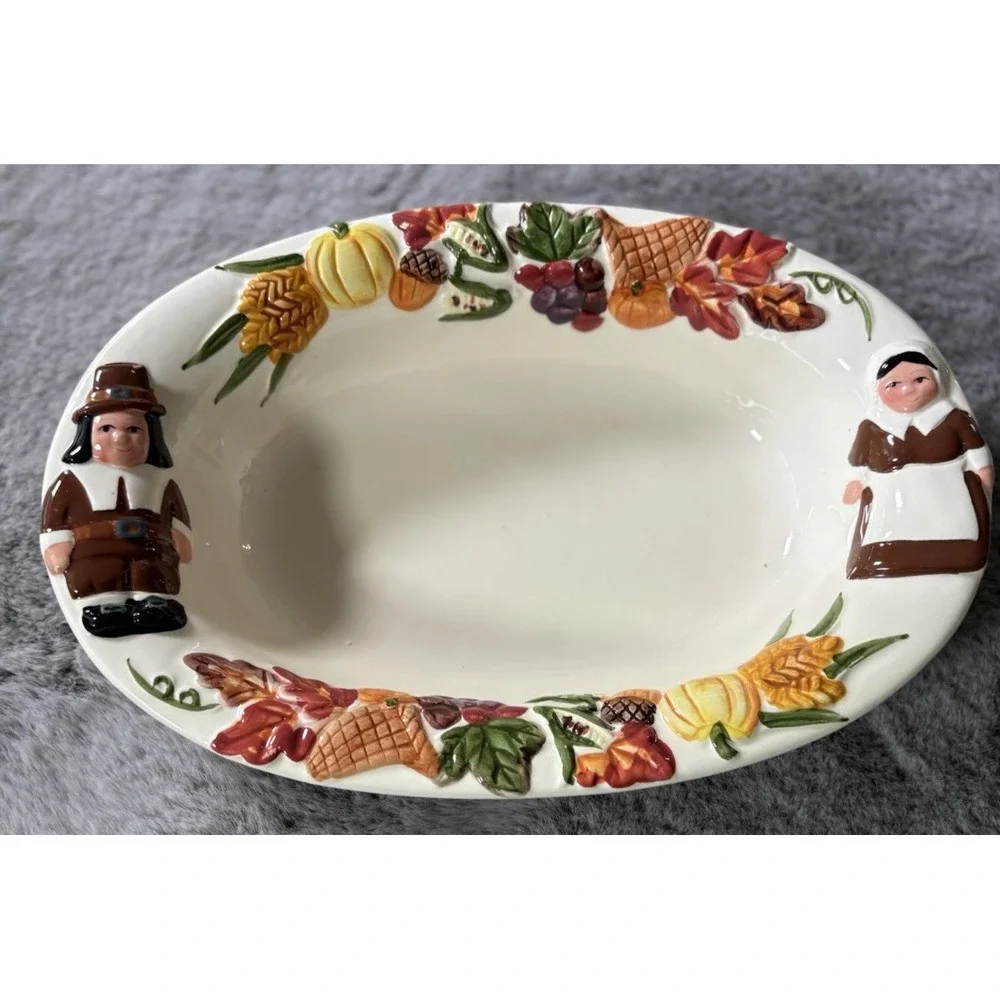 Publix Thanksgiving Oval Serving Bowl Ceramic 12